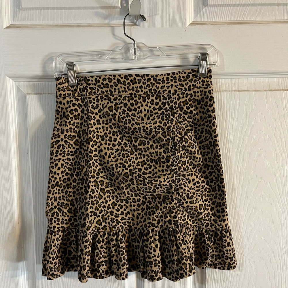 THML Leopard Print Ruffle Skirt